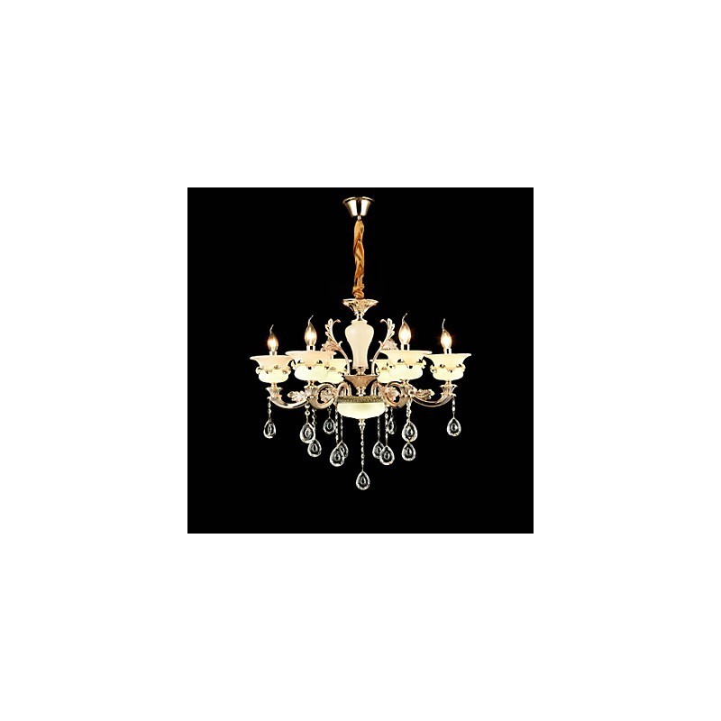 Lampadario classico in lega di zinco con 6 luci mini cristallo