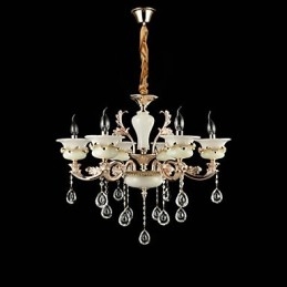 Lampadario classico in lega di zinco con 6 luci mini cristallo