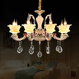 Lampadario classico tradizionale in lega di zinco con cristallo mini, 6 luci E12/E14