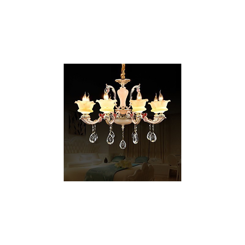 Lampadario classico tradizionale in lega di zinco con cristallo mini, 6 luci E12/E14