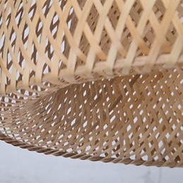 Lampadario vintage in bambù e legno giallo con lampadina LED