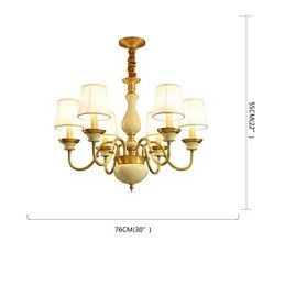 Lampadario in ottone con decorazioni in giada