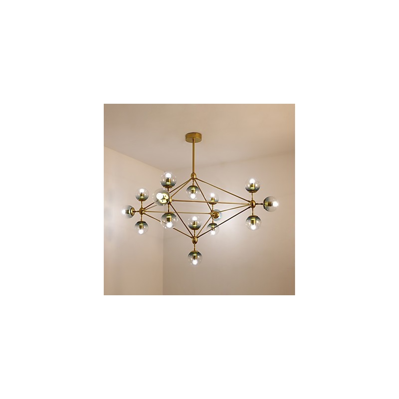 Lampadario moderno in metallo e vetro a 15 luci per foyer