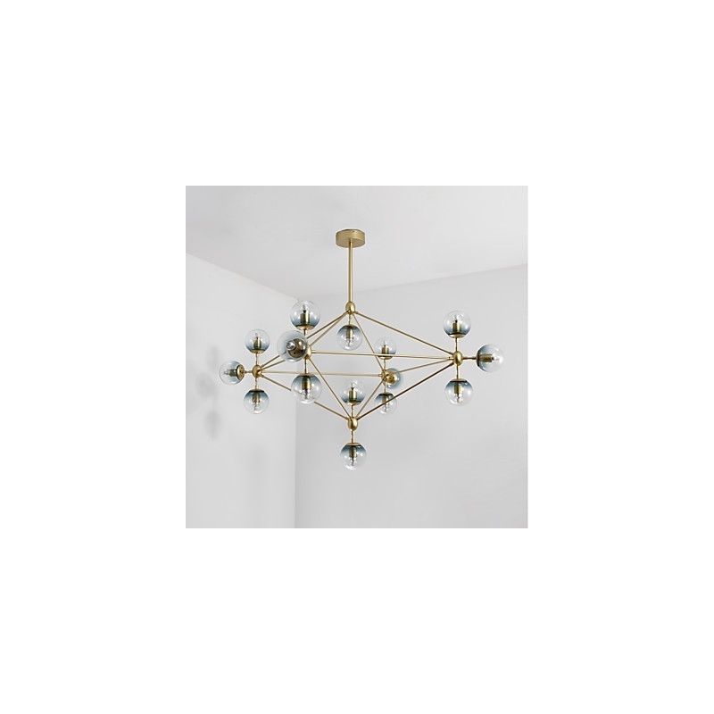 Lampadario moderno in metallo e vetro a 15 luci per foyer