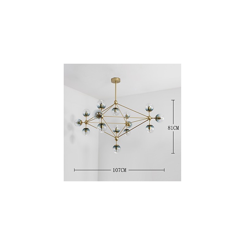 Lampadario moderno in metallo e vetro a 15 luci per foyer