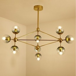 Lampadario a sospensione moderno in metallo e vetro a 10 luci per ingresso