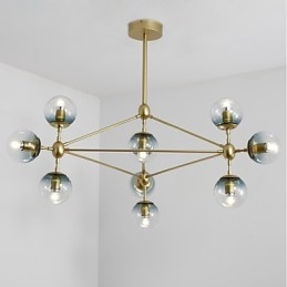 Lampadario a sospensione moderno in metallo e vetro a 10 luci per ingresso