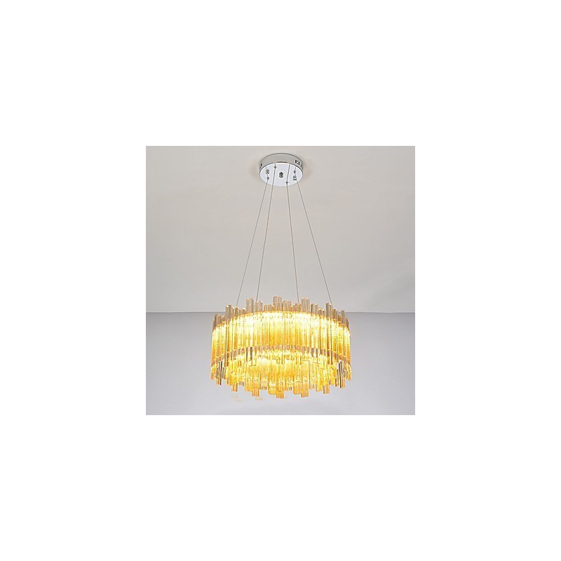 Lampadario mini in bambù e cristallo, cromo, LED integrato 20 W