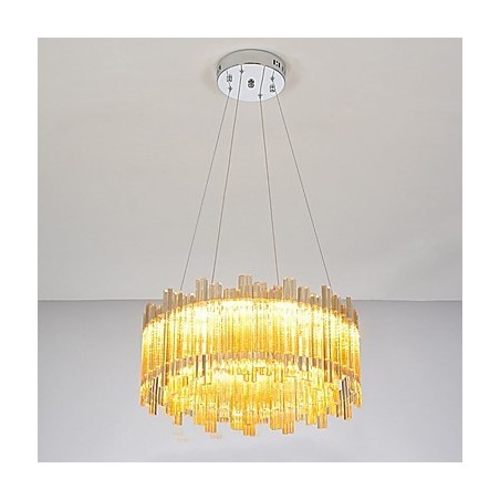 Lampadario mini in bambù e cristallo, cromo, LED integrato 20 W