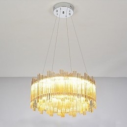Lampadario mini in bambù e cristallo, cromo, LED integrato 20 W