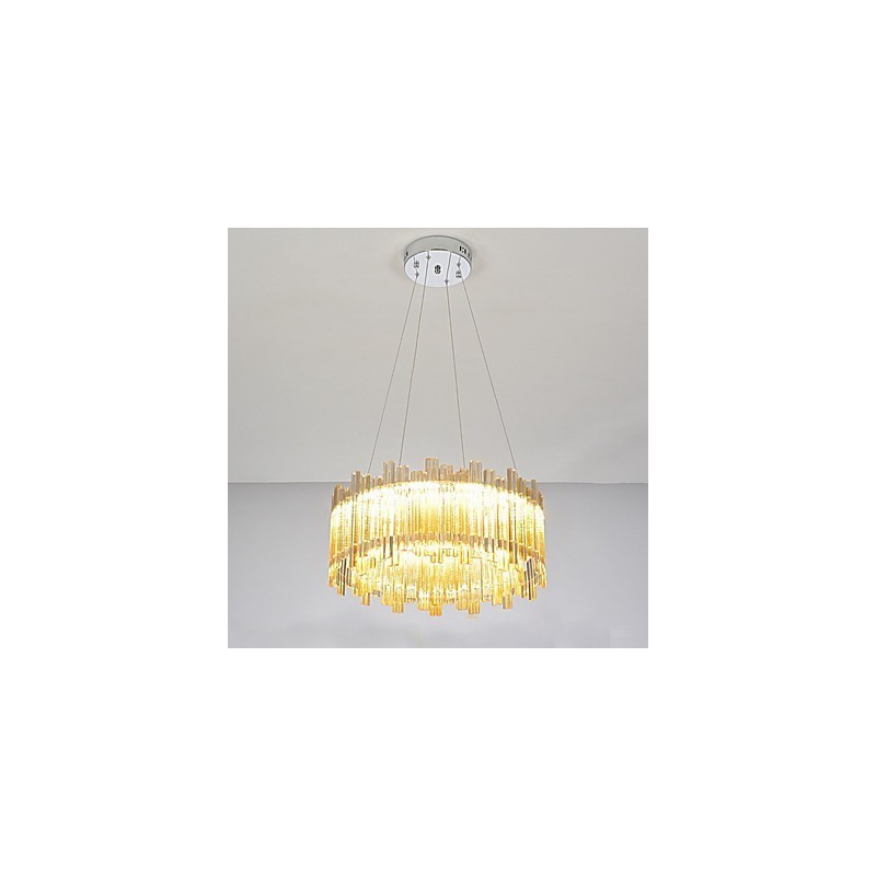 Lampadario mini in bambù e cristallo, cromo, LED integrato 20 W