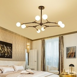 Lampadario sospeso classico in bambù effetto legno, finitura verniciata, mini stile