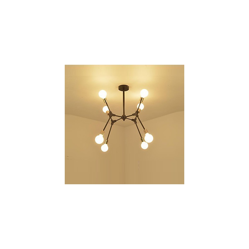 Lampadario sospeso classico in bambù effetto legno, finitura verniciata, mini stile