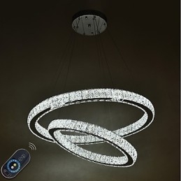 Lampadario a sospensione in cristallo moderno con telecomando dimmerabile, LED integrato, 60 x 60 cm