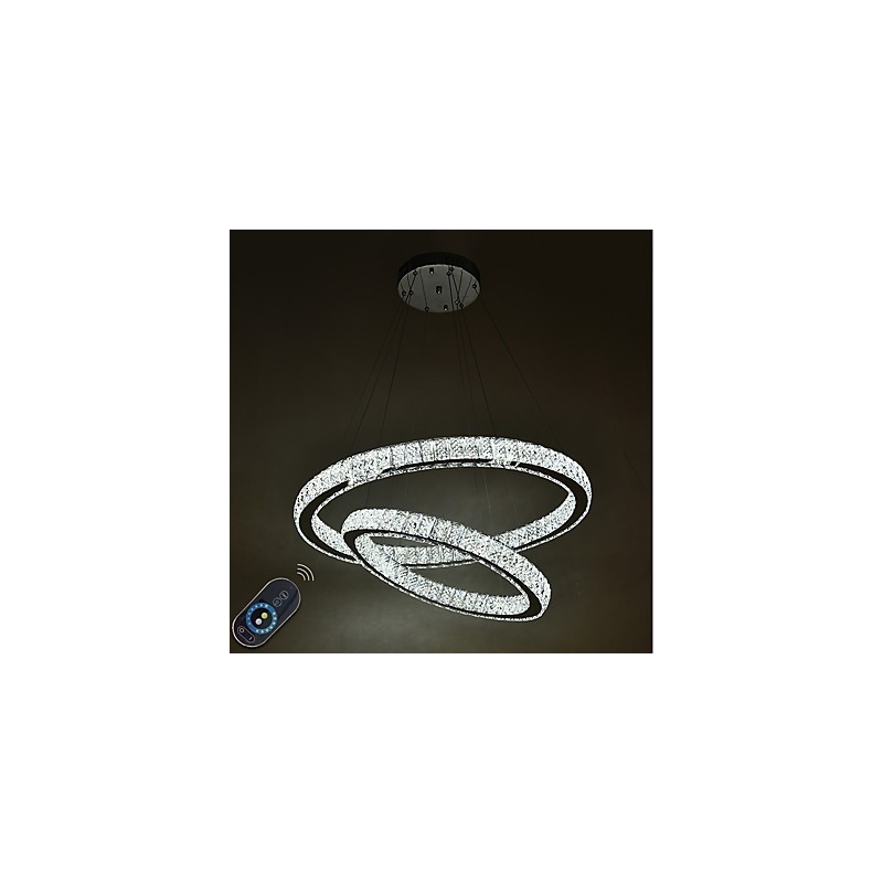 Lampadario a sospensione in cristallo moderno con telecomando dimmerabile, LED integrato, 60 x 60 cm