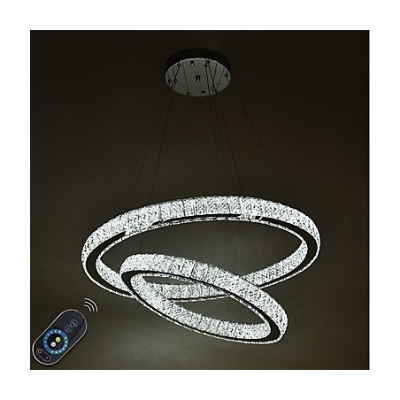 Lampadario a sospensione in cristallo moderno con telecomando dimmerabile, LED integrato, 60 x 60 cm