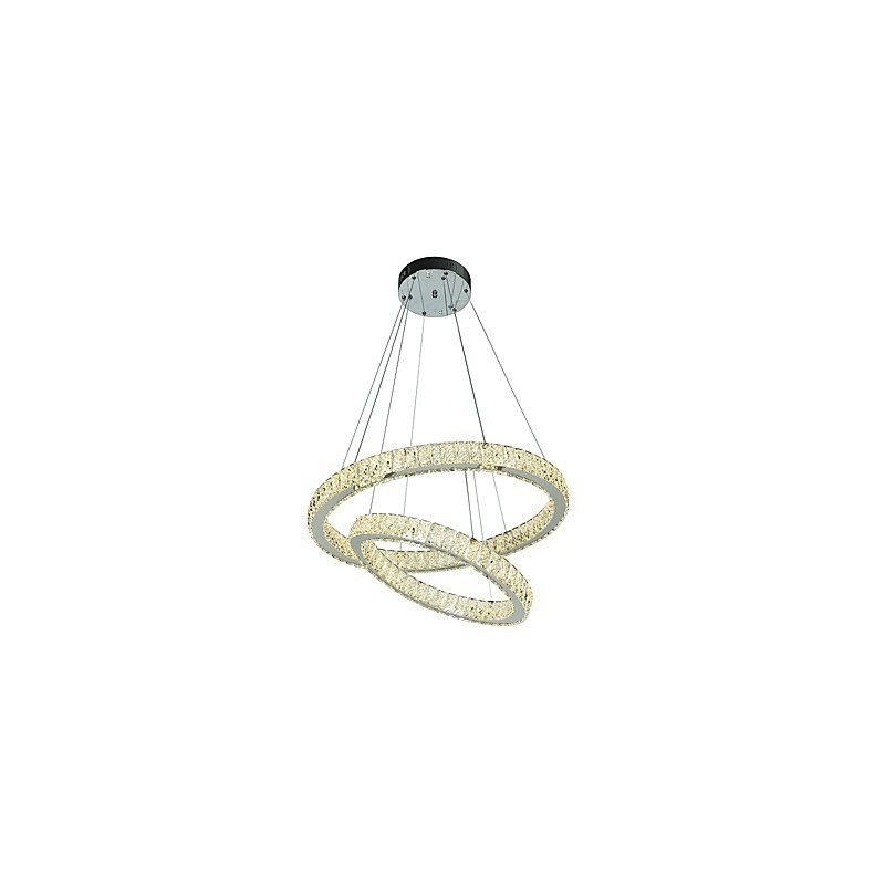 Lampadario a sospensione in cristallo moderno con telecomando dimmerabile, LED integrato, 60 x 60 cm