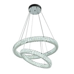 Lampadario a sospensione in cristallo moderno con telecomando dimmerabile, LED integrato, 60 x 60 cm