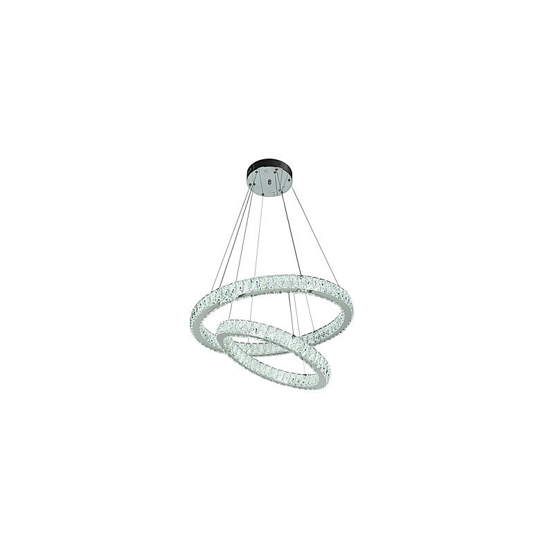Lampadario a sospensione in cristallo moderno con telecomando dimmerabile, LED integrato, 60 x 60 cm
