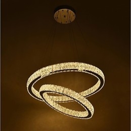 Lampadario a sospensione in cristallo moderno con telecomando dimmerabile, LED integrato, 60 x 60 cm