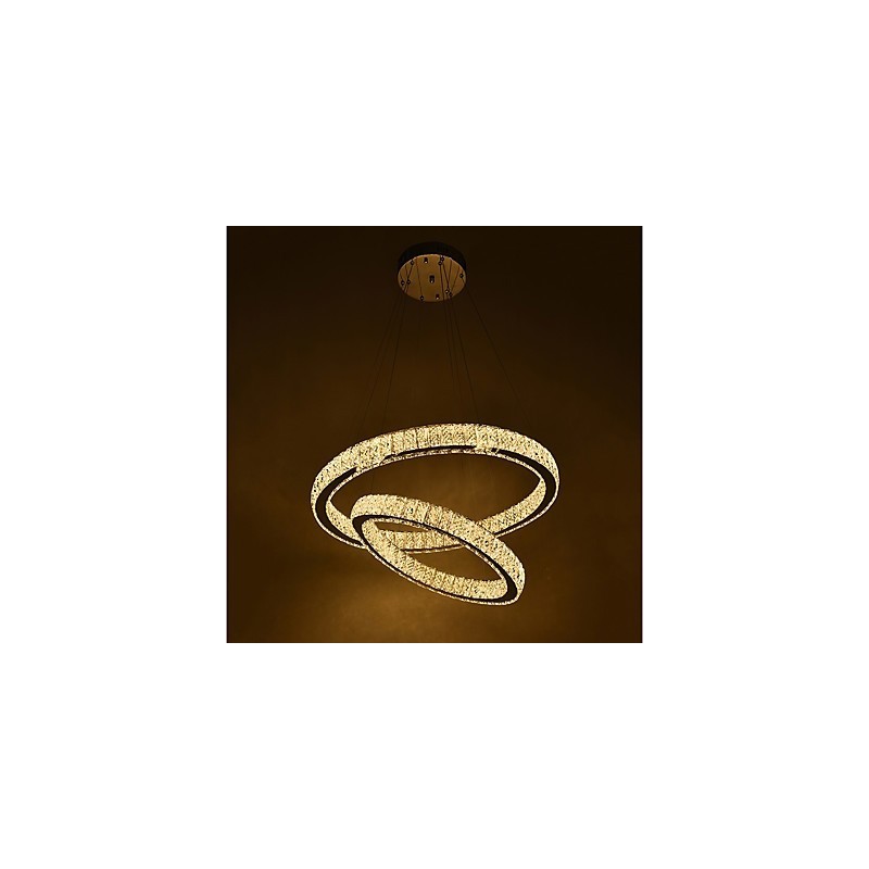 Lampadario a sospensione in cristallo moderno con telecomando dimmerabile, LED integrato, 60 x 60 cm