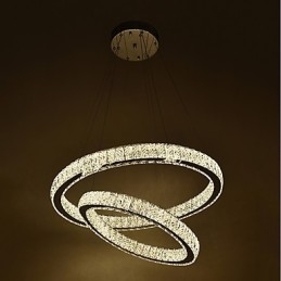 Lampadario a sospensione in cristallo moderno con telecomando dimmerabile, LED integrato, 60 x 60 cm