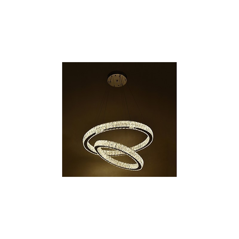 Lampadario a sospensione in cristallo moderno con telecomando dimmerabile, LED integrato, 60 x 60 cm