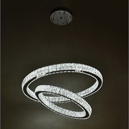 Lampadario a sospensione in cristallo moderno con telecomando dimmerabile, LED integrato, 60 x 60 cm