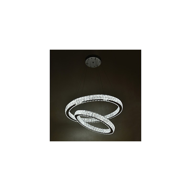 Lampadario a sospensione in cristallo moderno con telecomando dimmerabile, LED integrato, 60 x 60 cm