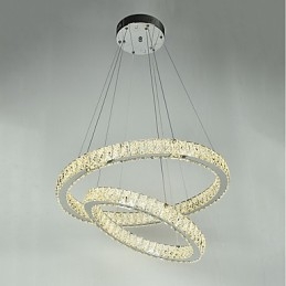 Lampadario a sospensione in cristallo moderno con telecomando dimmerabile, LED integrato, 60 x 60 cm