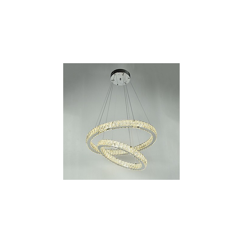Lampadario a sospensione in cristallo moderno con telecomando dimmerabile, LED integrato, 60 x 60 cm
