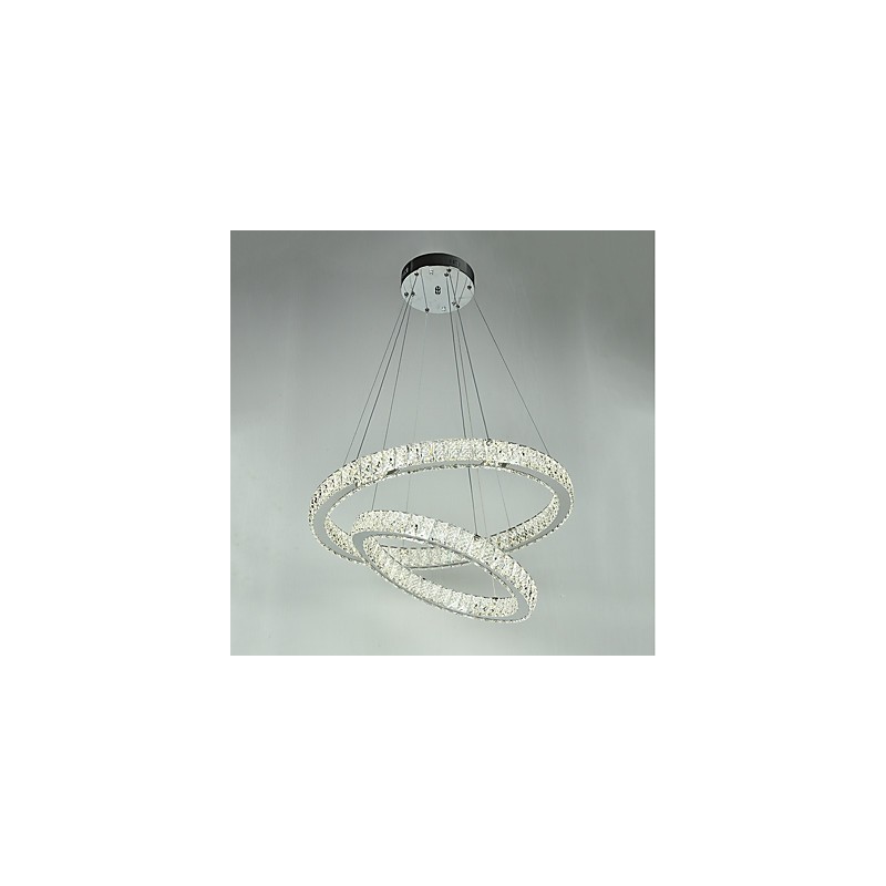 Lampadario a sospensione in cristallo moderno con telecomando dimmerabile, LED integrato, 60 x 60 cm