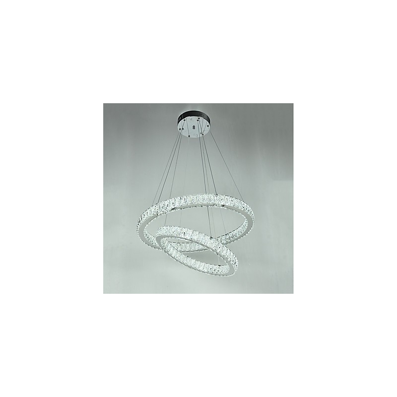 Lampadario a sospensione in cristallo moderno con telecomando dimmerabile, LED integrato, 60 x 60 cm