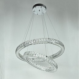 Lampadario a sospensione in cristallo moderno con telecomando dimmerabile, LED integrato, 60 x 60 cm