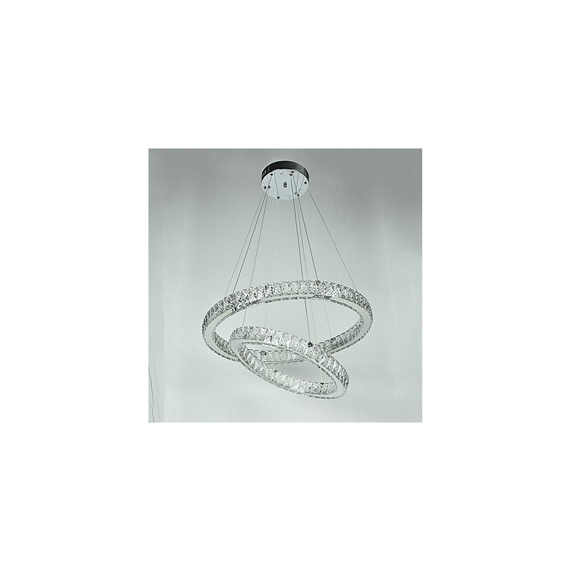 Lampadario a sospensione in cristallo moderno con telecomando dimmerabile, LED integrato, 60 x 60 cm