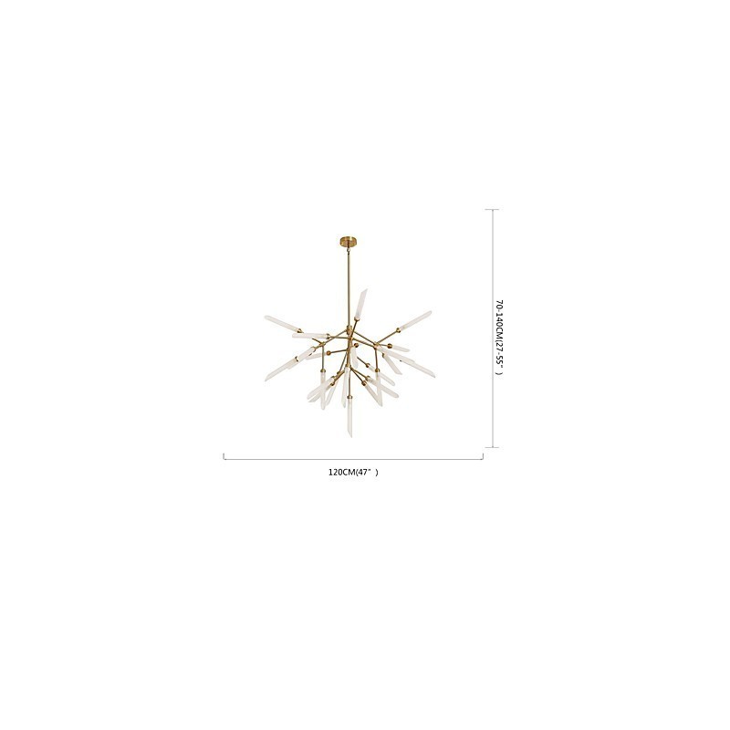 Lampadario moderno mini in metallo e vetro, catena regolabile, 120 cm