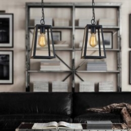 Lampada a sospensione vintage in metallo e vetro