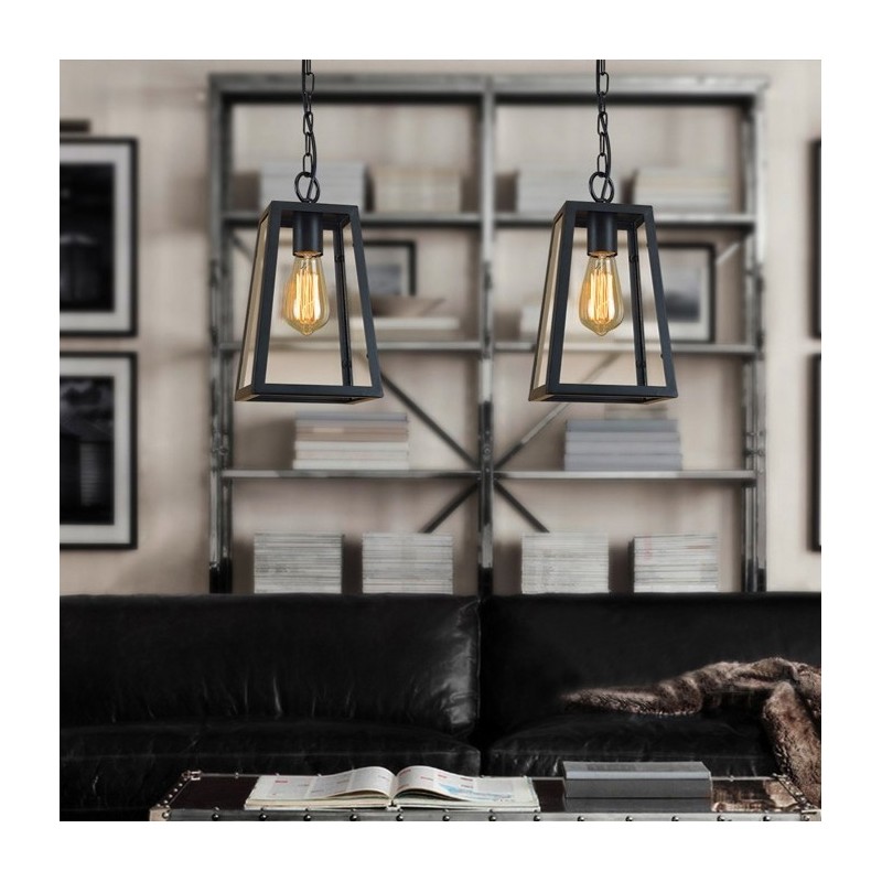 Lampada a sospensione vintage in metallo e vetro