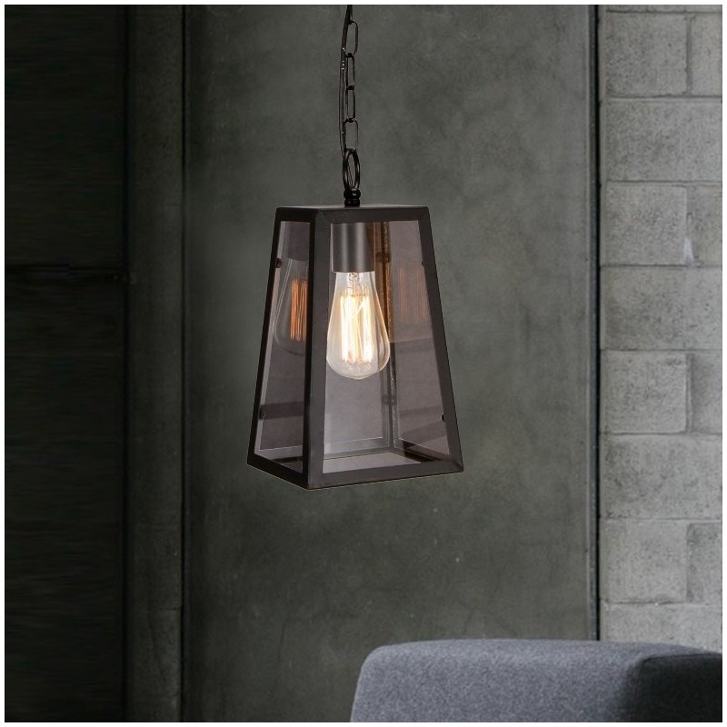Lampada a sospensione vintage in metallo e vetro