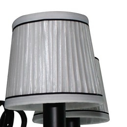 Lampadario moderno contemporaneo in metallo nero e tessuto bianco, 5 luci E12/E14