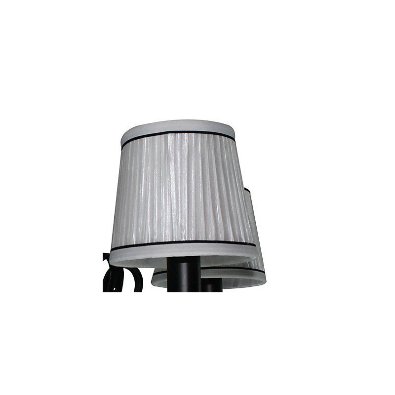 Lampadario moderno contemporaneo in metallo nero e tessuto bianco, 5 luci E12/E14