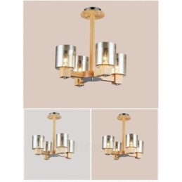 Lampadario moderno nordico in legno chiaro con paralume in vetro 70x40 cm