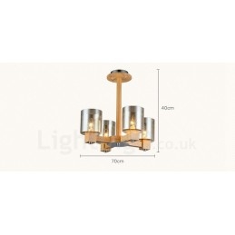 Lampadario moderno nordico in legno chiaro con paralume in vetro 70x40 cm