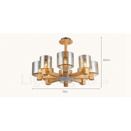 Lampadario nordico contemporaneo in legno chiaro e vetro 70x40 cm