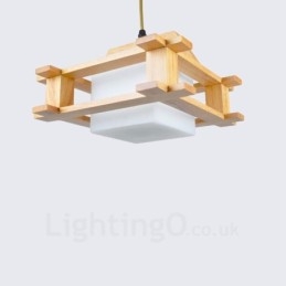 1 lampada a sospensione moderna in stile nordico contemporaneo in legno chiaro con paralume in vetro