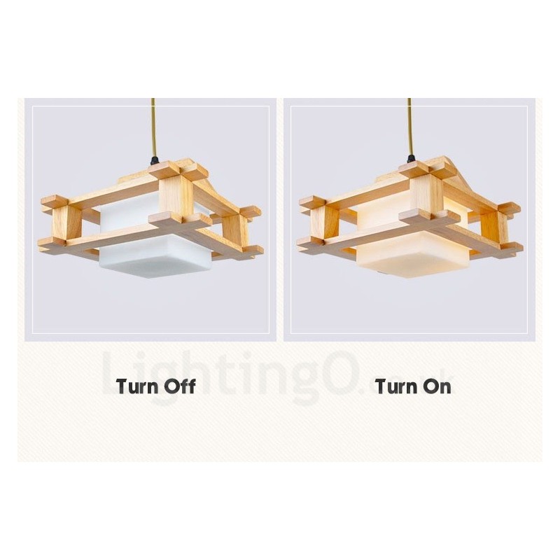 1 lampada a sospensione moderna in stile nordico contemporaneo in legno chiaro con paralume in vetro