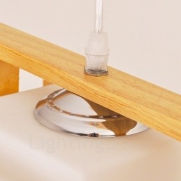 Lampada a sospensione nordica moderna in legno chiaro e vetro 50 x 14,5 cm