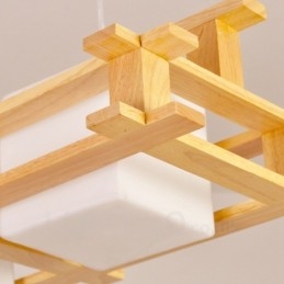 Lampada a sospensione nordica moderna in legno chiaro e vetro 50 x 14,5 cm