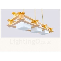 Lampada a sospensione moderna nordica in legno chiaro con paralume in vetro 77 x 12 cm