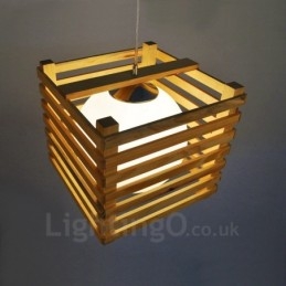 1 lampada a sospensione moderna in stile nordico contemporaneo in legno chiaro con paralume in vetro